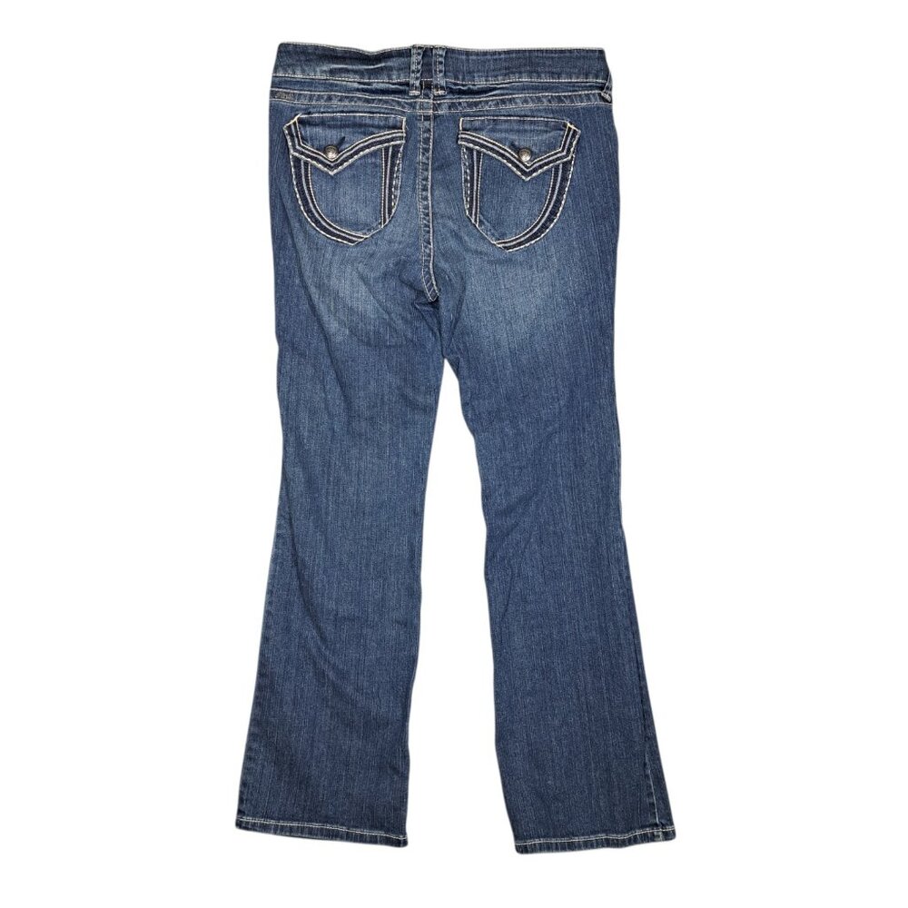 Ariat Denim Turquoise Jeans Womens 32R Blue Bootcut Stretch Mid Rise FLAWS READ